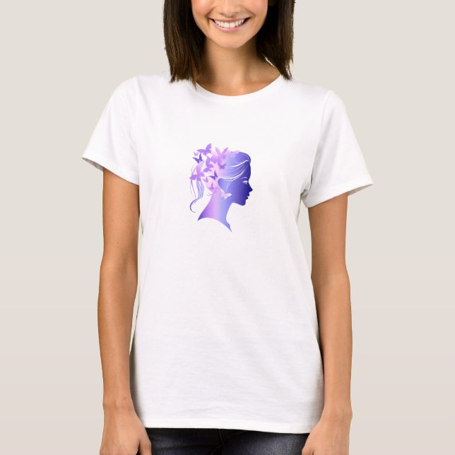 T-shirt Silhouette Minimaliste Des Cheveux Des Femmes (Devant)