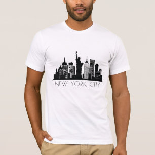 T-shirt Silhouette Noire Et Blanche De New York