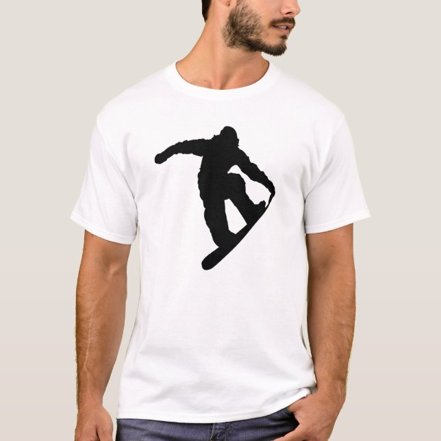 T-shirt Silhouette noire Snowboarder (Devant)