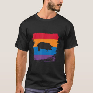 T-shirt Silhouette Ombre De Cochon Avec Drapeau Coloré