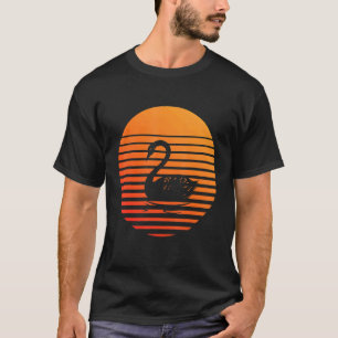T-shirt Silhouette Ombre De Cygne Devant Un Soleil