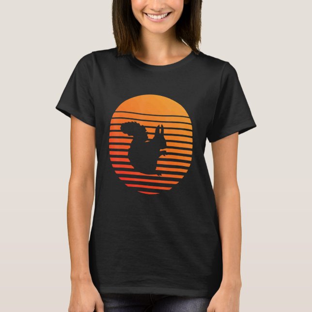T-shirt Silhouette Ombre D'Écureuil Devant Un Soleil (Devant)