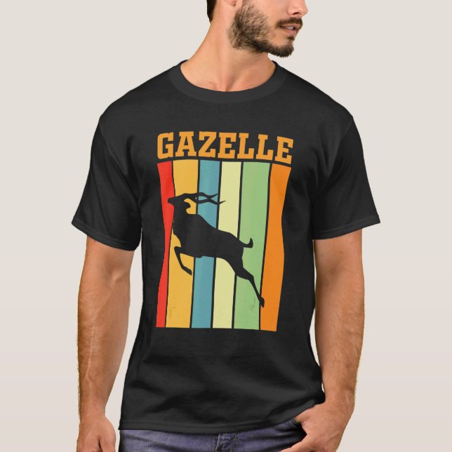 T-shirt Silhouette Ombre Gazelle Dans Les Couleurs Rétro (Devant)