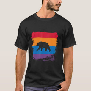 T-shirt Silhouette Ombre Ours Avec Drapeau Coloré