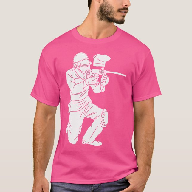 T-shirt Silhouette Paintball Player Shooter cible (Devant)