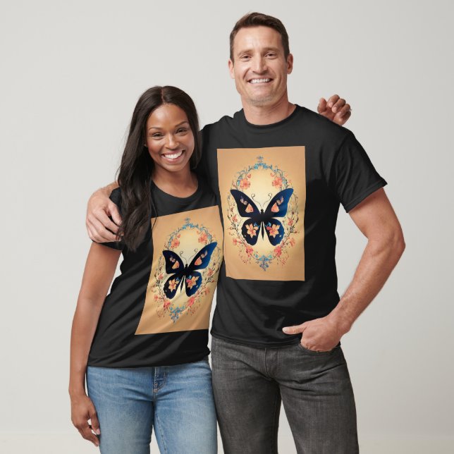 T-shirt Silhouette papillon et flying Flowers Logo Tee (Unisexe)