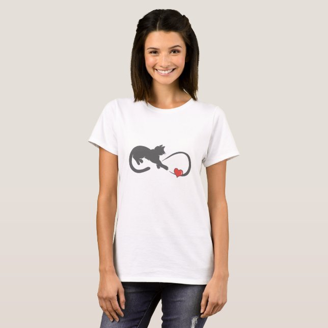 T-shirt Silhouette pour chats de coeur infini - Choisir la (Devant entier)