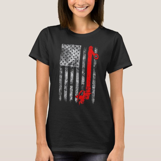 T-shirt Silhouette Power Line Fuse American Flag Lineman (Devant)