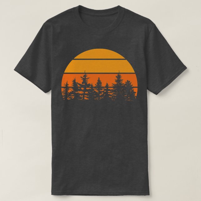 T-shirt Silhouette rétro Arbre de pin 2 (Design devant)