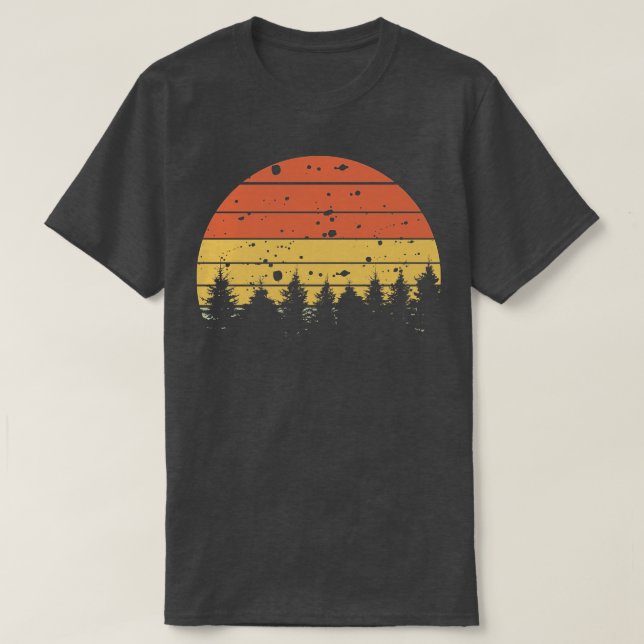 T-shirt Silhouette rétro Arbre de pin 4 (Design devant)