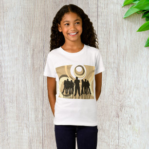 T-Shirt Silhouette rétro Personnes avec cercles Abstraits