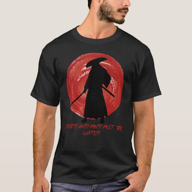 T-shirt Silhouette rétro Samurai - Citation de Samurai Min (Devant)