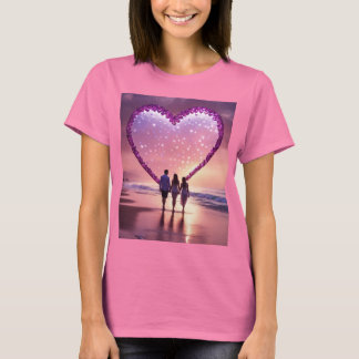 T-shirt Silhouette romantique sous un coeur enflammé