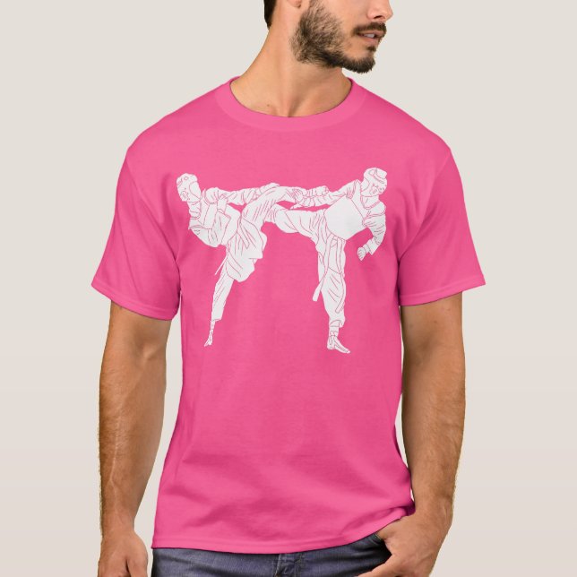 T-shirt Silhouette Taekwondo Combat Coréen Sparr (Devant)