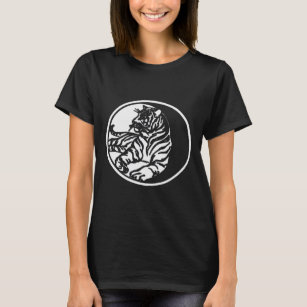 T-shirt Silhouette Tiger En Blanc Tribal Tatouage Style Ve