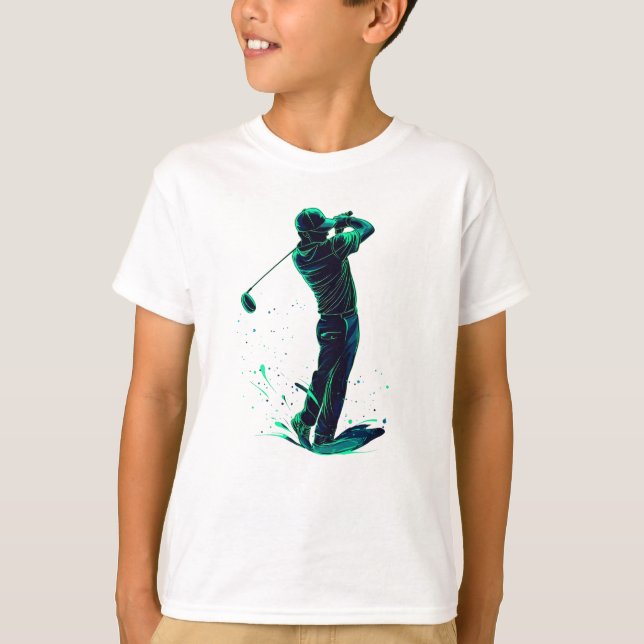 T-shirt Silhouette verte minimaliste Golfer (Devant)
