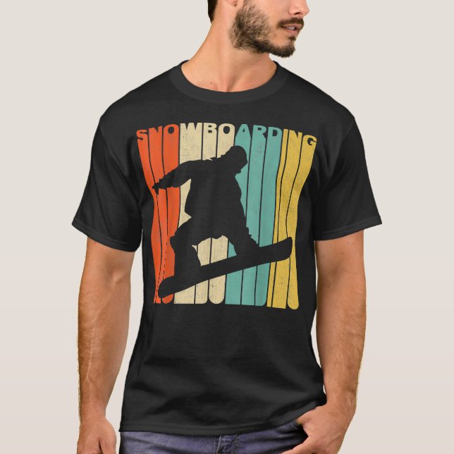 T-shirt Silhouette vintage Retro Snowboard (Devant)