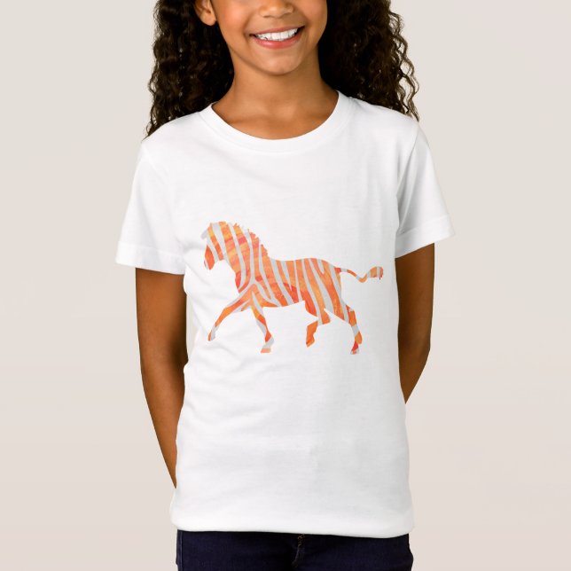 T-Shirt Silhouette Zèbre orange et blanc (Devant)
