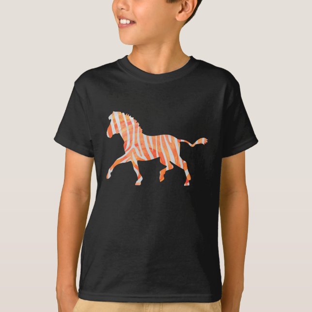T-shirt Silhouette Zèbre orange et blanc (Devant)
