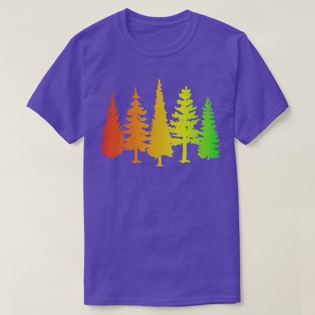 T-shirt Silhouettes d'arbres colorés (Design devant)