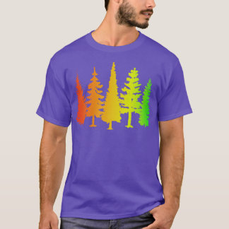 T-shirt Silhouettes d'arbres colorés