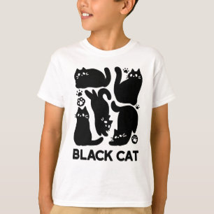 T-shirt Silhouettes de chat noir - Design Feline mignon