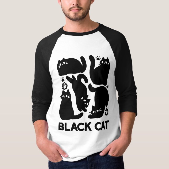 T-shirt Silhouettes de chat noir - Design Feline mignon (Devant)