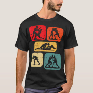 T-shirt Silhouettes de plaquage de lutte Rétro Lutteur Hom