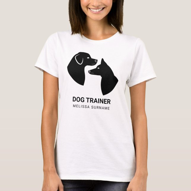 T-shirt Silhouettes de tête de chien noir mignonne - Entra (Devant)
