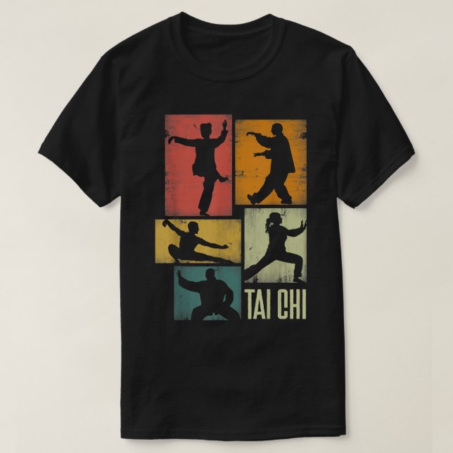 T-shirt Silhouettes Tai Chi Martial Art Shadowboxer (Design devant)