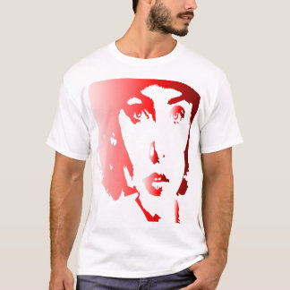 T-shirt Silhuette rouge, visage de femme avec casquette