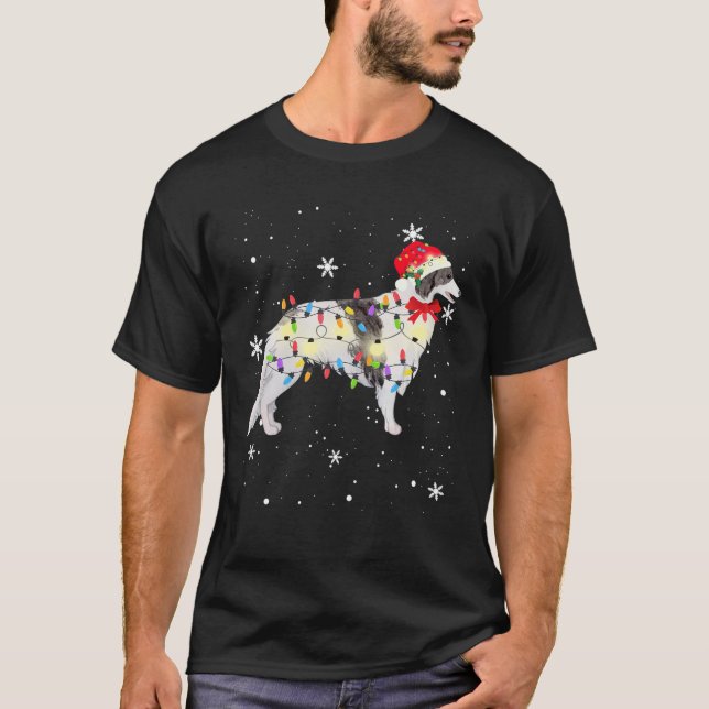 T-shirt Silken Windhound Chien Noël Feu Noël Maman Papa  (Devant)