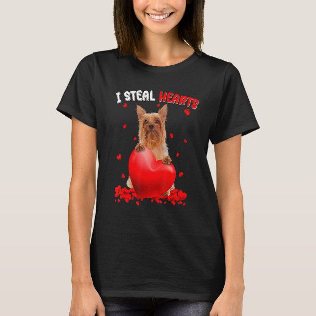 T-shirt Silky Terrier Dog I Steal Hearts Cute Valentine Da (Devant)