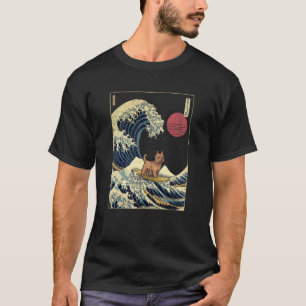 T-shirt Silky Terrier japonais Kanagawa Wave Surf Chien