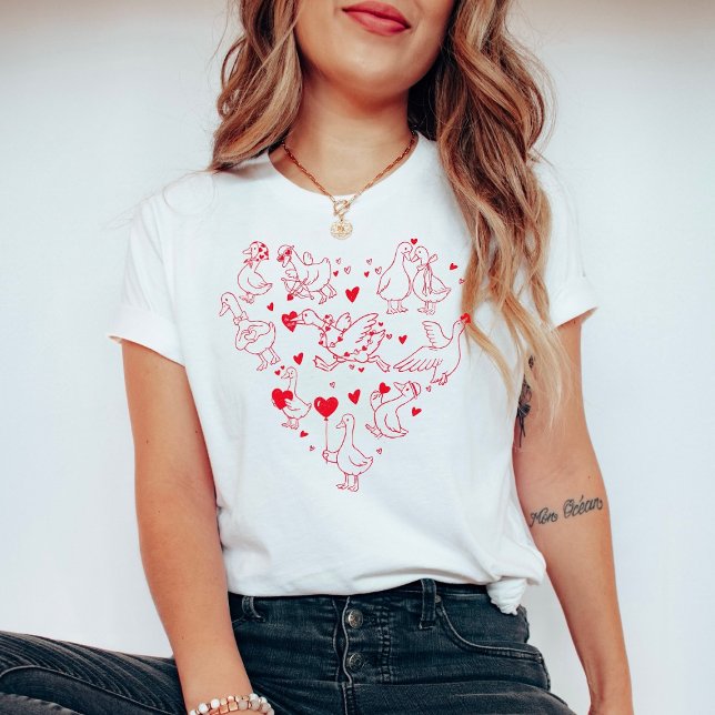T-shirt Silly Goose Valentine Heart | Funny Cute Goose  (Créateur téléchargé)