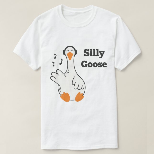 T-shirt Silly Goose Wearing Headphones – Cute Funny Goose (Design devant)