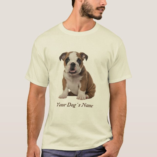 T-shirt Silohuette couleur chiot de Bulldog anglais (Devant)
