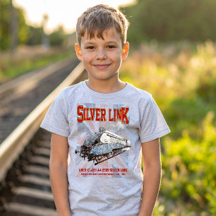 T-shirt Silver Link LNER Classe A4 2509 Locomotive UK flag