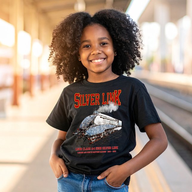 T-shirt Silver Link - LNER Classe A4 2509 Train à vapeur L (Silver Link - LNER Class A4 2509 Steam Train Locomotive. Girl Basic T-Shirt)