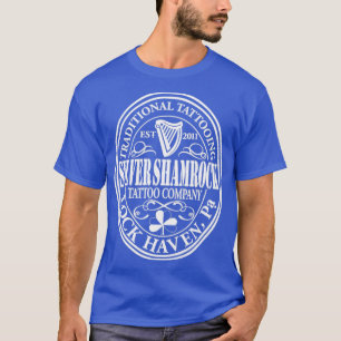 T-shirt Silver Shamrock Tattoo Company Mono White Stout Lo