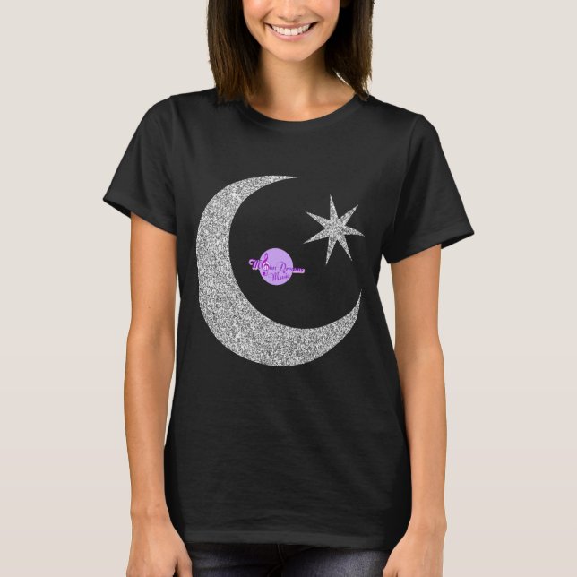 T-shirt Silver Shimmery Moon & Star (Devant)