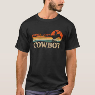 T-shirt Simmer Down Cowboy Riding Bull Vintage Western Rod
