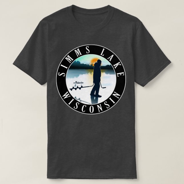 T-shirt Simms Lake Wisconsin Ice Fishing (Design devant)