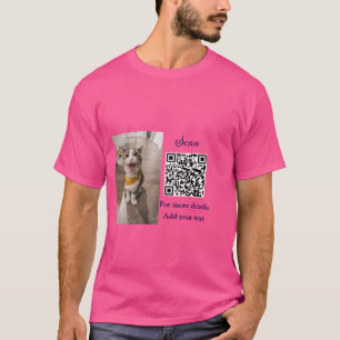 T-shirt Simple animal name details QR code add text photo