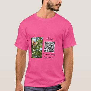 T-shirt Simple animal name details QR code add text photo
