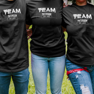 T-shirt Simple Black White Family Custom Sports Team Name