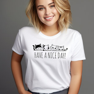 T-shirt Simple chat mignon noir et blanc Citation minimali