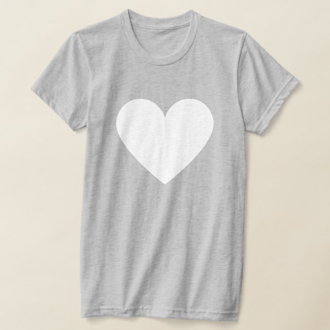 T-shirt Simple Coeur Blanc Moderne Amour Gris Femme T-shir (Poser)