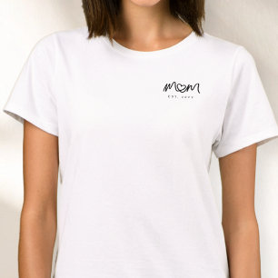 T-shirt Simple cœur de script noir Maman établie