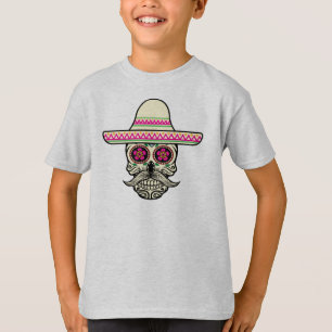 T-shirt Simple Dia de Muertos Crâne avec chemise à manches